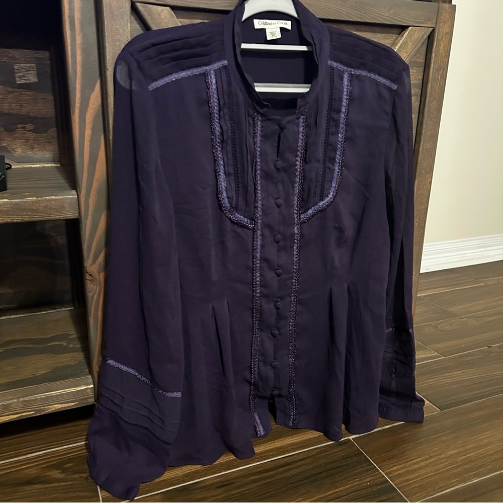 Coldwater Creek Women’s Blouse Medium 10-12 Purple Long Sleeve‎